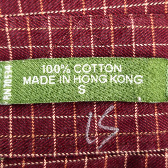 Orvis Shirt Men's Small Long Sleeve Button Down Red White Grid 100% Cotton - Picture 8 of 13